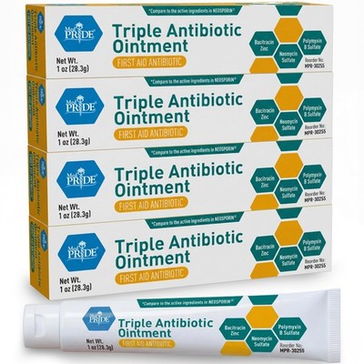MED Pride Triple Antibiotic Ointment Tube 1 Oz 4-Pack, First Aid for...