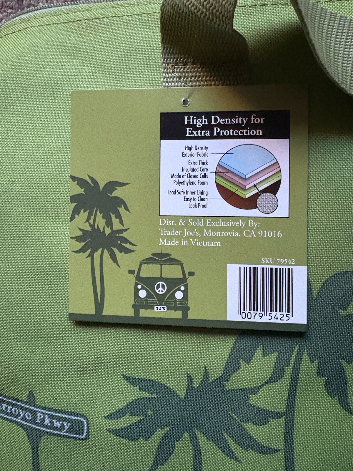 Trader Joe's Insulated Reusable Grocery Tote Bag Olive Green Large New Limited