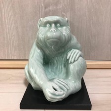 Fukagawa Zodiac Sign Monkey Figurine Black Base Used with Box