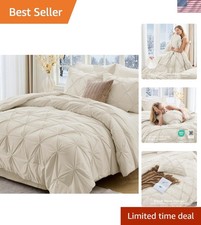 King Size Comforter Set, 7-Piece Bed in a Bag, Pintuck Bedding Set for All Se...