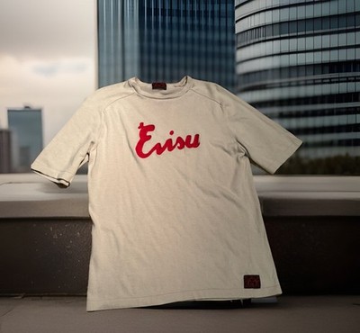Evisu Vintage Y2K Khaki/Beige Embroidered Logo Cotton T-Shirt Size: L