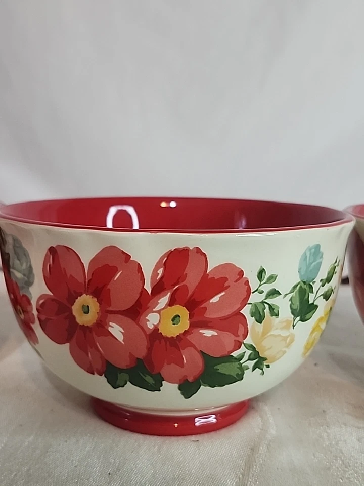 Juego de 3 cuencos de sopa/cereal Pioneer Woman Blossom Jubilee florales de gres Foto 3 de 4