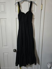 American Eagle Black Smock Midi Sun Dress Size Small Whimsy Boho Y2K Sweetheart