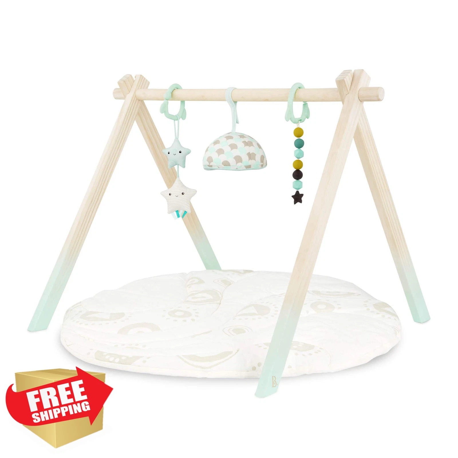 B. toys Wooden Baby Play Gym Activity Mat Starry Sky
