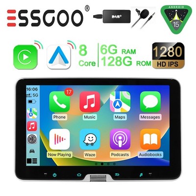 4G DAB+ 6+128GB Android 15 Carplay 360° Drehbar Bildschirm Autoradio GPS Navi AM