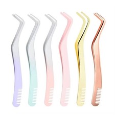 Precision Eyelash Extension Tweezers with Comb, Professional Stainless Steel
