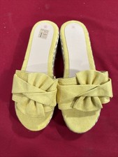Yellow Bow Knot Slip-On Espadrille Platform Sandals Slippers Women's US 7.5 EU38