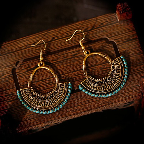 Mujeres Boho Patrón Retro Puño Ahuecado Elegante Gancho Pendientes Joyería Regalo - Imagen 31 de 140