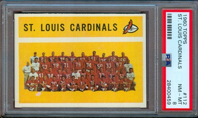 1960 TOPPS FOOTBALL #112 ST. LOUIS CARDINALS PSA 8