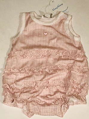 NWT KISSY KISSY GIRLS 3 PIECE PINK GINGHAM HEART OUTFIT 0-3 MONTHS