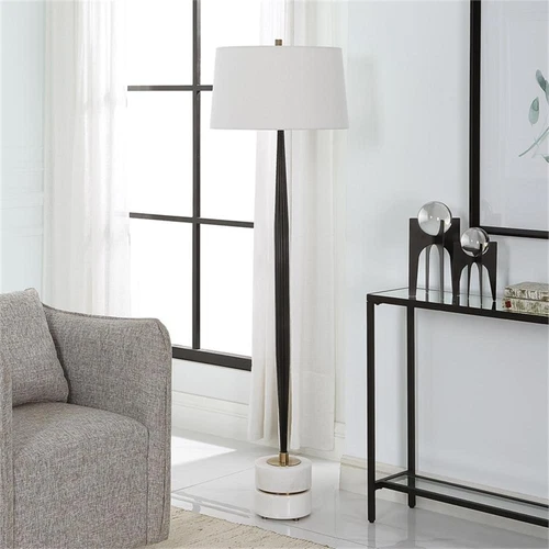 Uttermost Miraz Contemporary Iron and Marble Floor Lamp in Black Finish - Picture 7 of 8