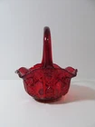 VINTAGE LE SMITH  GLASS BASKET RUBY RED CIRCA 1940'S