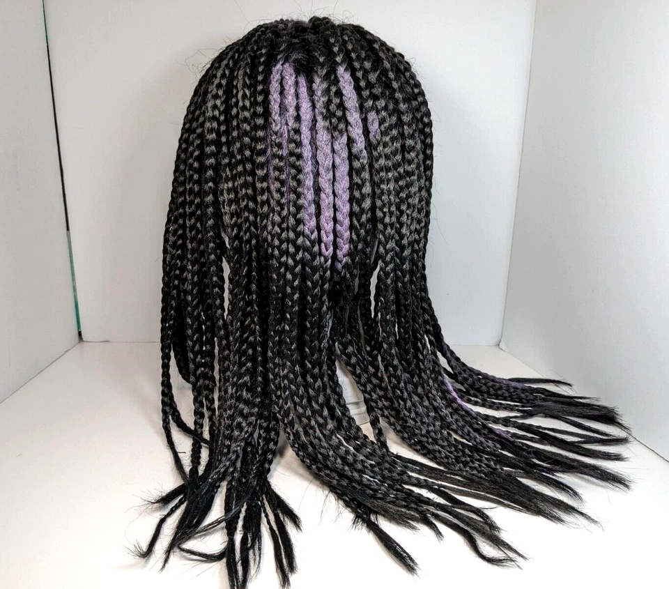 Парик 20» коробка косы черный 90-х Хэллоуин костюм для взрослых ретро косплей фиолетовый спрей - Изображение 3 из 4