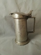 Mesure à couvercle en étain 19ème siècle demi litre Taffu fils potier à Caen
