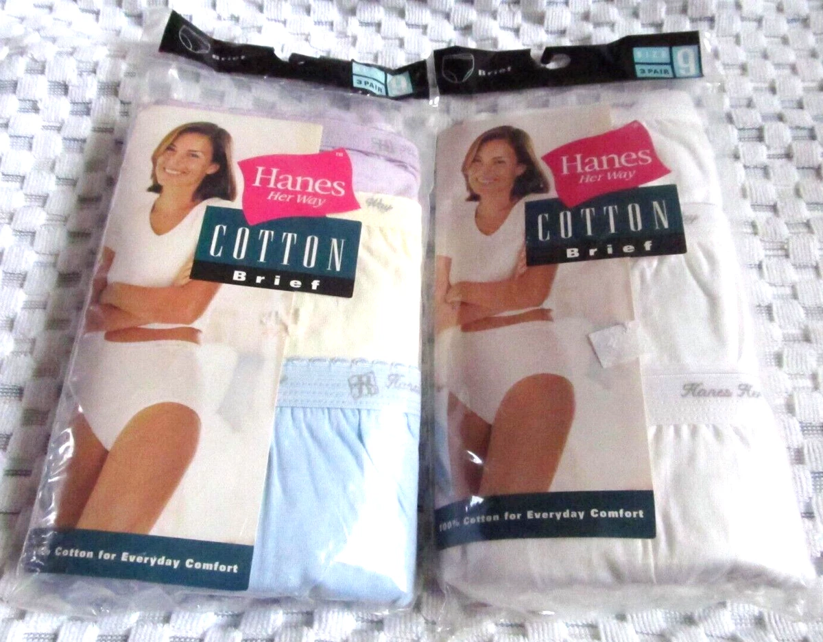 Lot of 2 (3 Packs)VTG Women’s Hanes Her Way Brief Underwear Sz. 9 MIX COLOR  1999