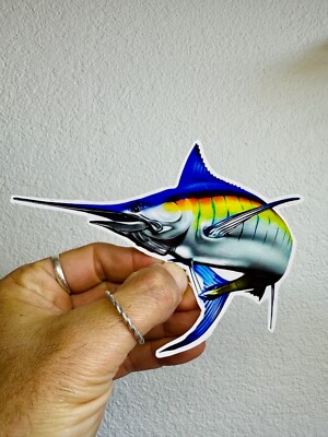 Sword Fish American Flag Sticker fishing Bait Lure Tackle Boat Car Bumper Fishin