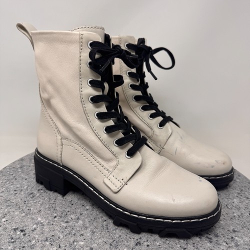 Rag & Bone Combat Boots Womens 7.5 Antique White Leather Lace Up Boot 38.5 - Picture 5 of 19