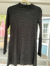 Urban Outfitters Size S Black Sparkly Sweater Dress Mock Neck