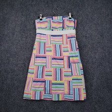 Vintage Lilly Pulitzer Dress Women 2 Pink Mini Short Striped Strapless Lined