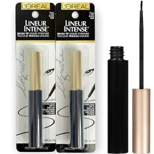 2 L’Oréal Paris Lineur Intense Brush Tip Liquid Eyeliner Smudge Proof Black 710