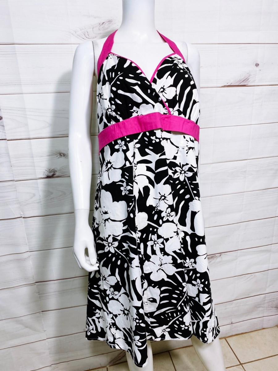 Torrid Womens Halter Dress Size XL Black & White Floral Sleeveless Back Zip  | eBay