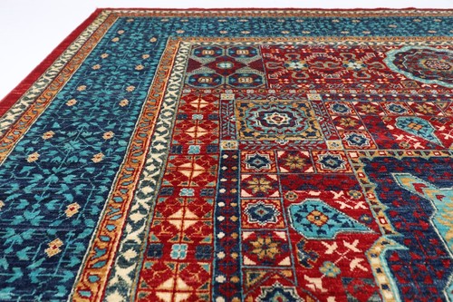 8x10 ft Mamluk Red Area Rug Afghan Hand Knotted veg dyes Wool Bedroom Rug - Picture 7 of 15