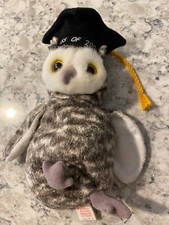 TY Beanie Baby SMART the 2001 Owl MWMTs Plush Stuffed Animal Toy New Retired