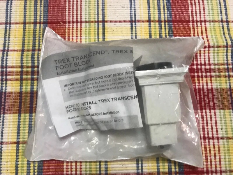 Trex Transcend Adjustable Footblock PC Color White New  1 Pack Item # WTFTBLKPO
