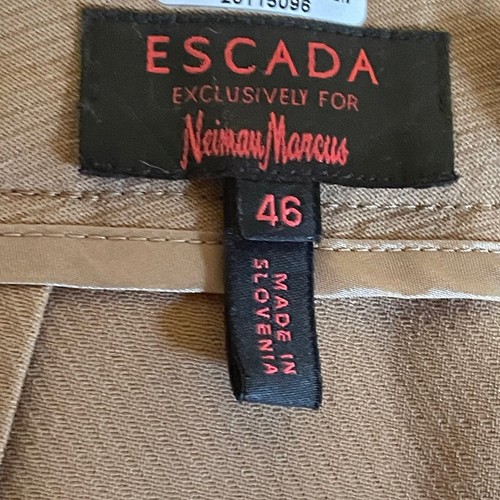 Escada for Neiman Marcus Virgin Wool Dress Pants Camel Pleated Career 46 US 16 - Picture 8 of 8