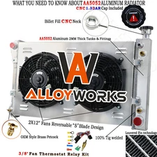 3 Row Radiator Shroud Fan For 1988-1999 Chevy/GMC C/K 1500 2500 3500 5.0L 5.7L