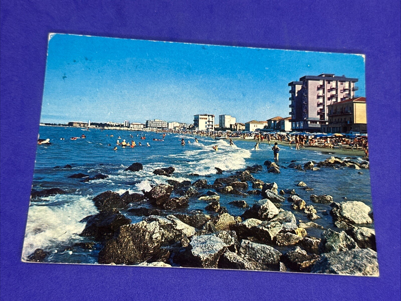 RIVABELLA DI RIMINI ALBERGHI E SPIAGGIA Cartolina a Colori