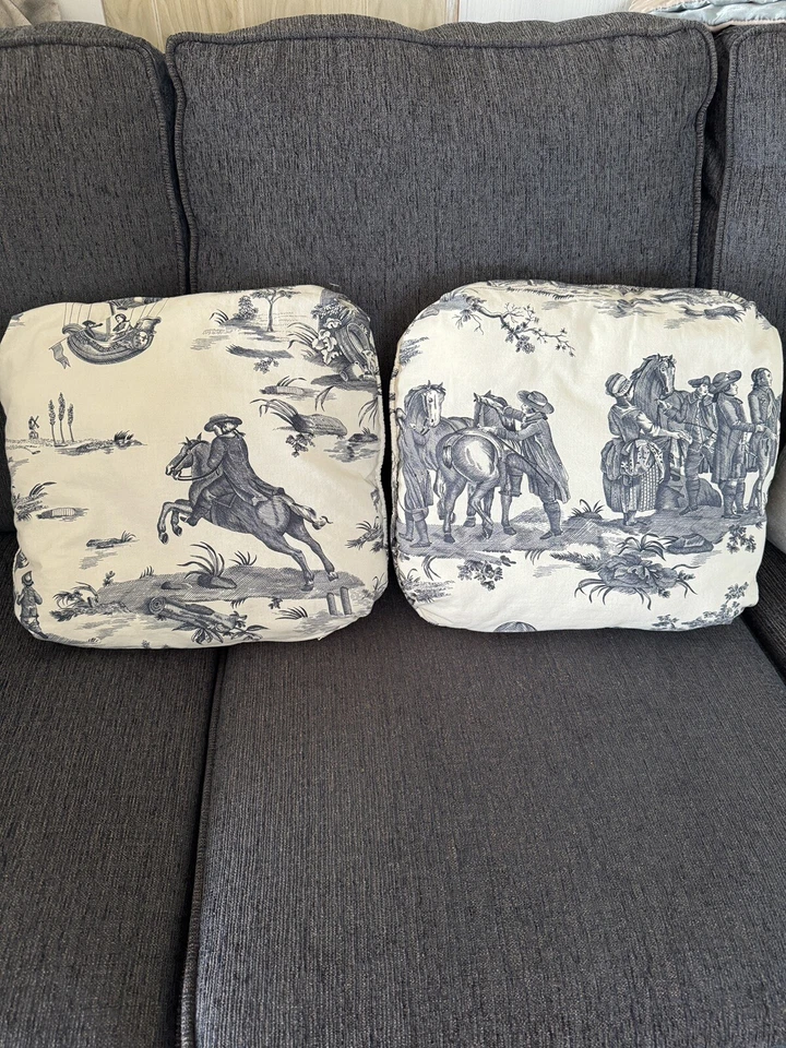 Французская страна туалет охоты сцены 2 наволочки ручной работы винтажный лошадь - Изображение 2 из 4