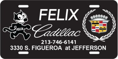 Felix the Cat Cadillac License Aluminum Plate Insert Lowrider