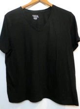 Time And Tru T Tee Shirt Top Womens XL Short Sleeve Stretch V Neck Black Top