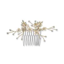 INC Gold-Tone Crystal  Imitation Pearl Small Hair Comb