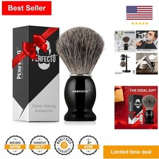Premium Badger Shaving Brush - Exfoliates, Soft Brushes, Rich Lather Stand