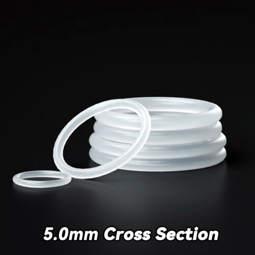 Anneaux toriques de qualité alimentaire 5 mm section transversale caoutchouc silicone transparent 15 mm-150 mm OD - Photo 1/4