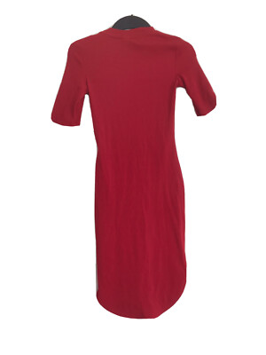 H&M red ribbed short sleeve midi dress womans ladies size UK 6 | eBay H&M red ribbed short sleeve midi dress womans ladies size UK 6 | eBay