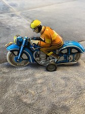 Vtg Lemezaru Gyar Foreign Racing Motorcycle Tin Litho Friction Toy Hungary-MINT 