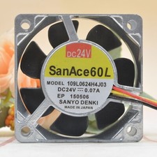 1 PCS Sanyo Fan 109L0624H4J03 DC24V 0.07A 6025 6CM 3 pin aluminum frame fan
