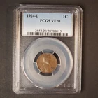 1924 *D* Lincoln Wheat Cent - PCGS VF20 - FREE SHIPPING! G1556