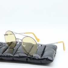 NEW MONCLER ML 0084 14E SILVER YELLOW AUTHENTIC SUNGLASSES W/CASE 52-21