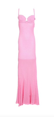 BLUMARINE MERMAID SEASHELL Crochet pink maxi dress cocktail gown 