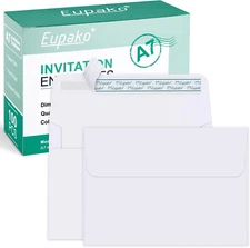 Eupako 5X7 Envelopes Self Seal 100 Pack, White A7 Envelopes, Kraft Paper Envelop