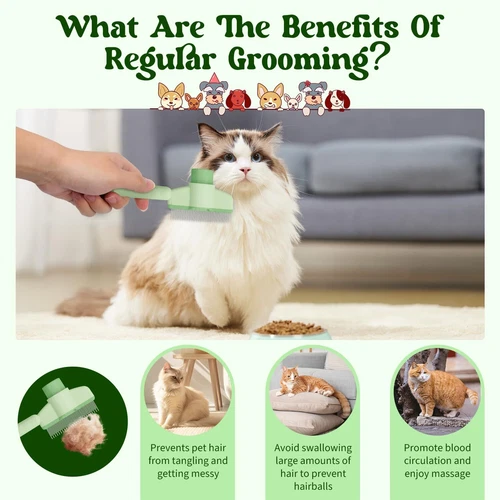 Zenbrush Cat Comb, Zen Brush Self-Cleaning Pet Comb Grooming Brush - Picture 7 of 10