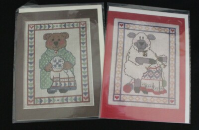 Knitting Sheep & Quilting Bear - Cross Stitch Graphs by Carol A. Stigelman 1984