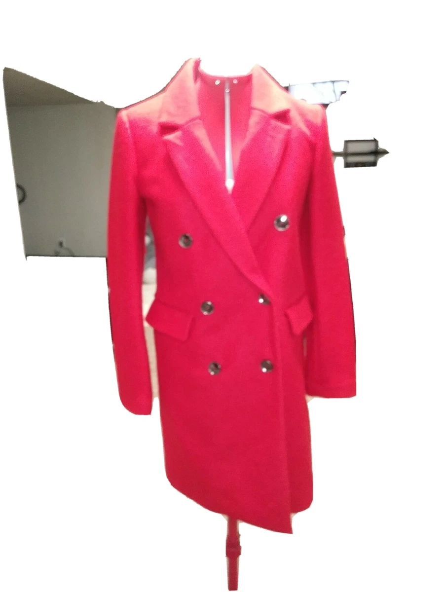 NWT BCBG MAXAZRIA Double Breasted Cherry Red Coat Sz XS 348