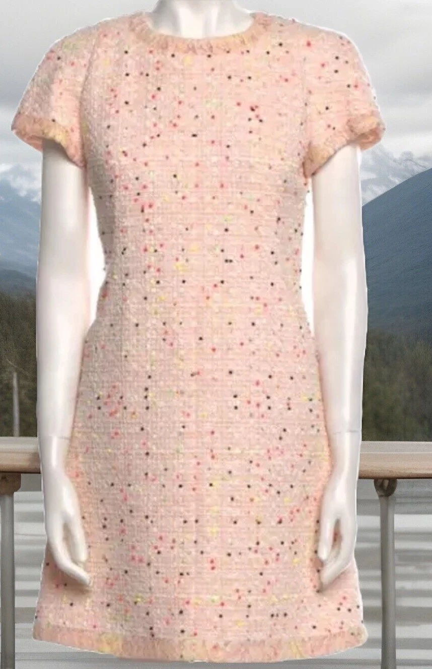 ABITO CHANEL 19P CORALLO POMPON TWEED FR 36