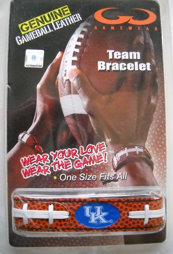 UNIV. OF KENTUCKY WILDCATS GAMEWEAR FOOTBALL LEATHER WRIST BRACELET W/ UK -LOGO - Bild 1 von 2