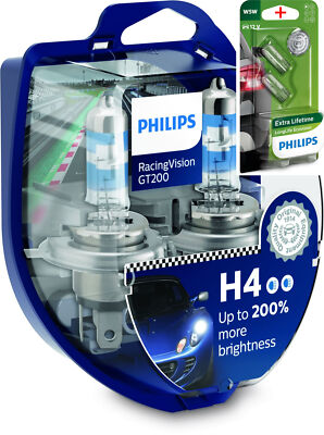 Philips H4 12V 60/55W P43t RacingVision GT200 2pcs +W5W LL